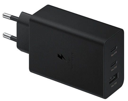 Мережевий зарядний пристрій SAMSUNG Trio 65 W (2 Type-C+USB) Black /EP-T6530NBEGRU, фото 1