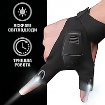 Ліхтар LED рукавички з підсвіткою Bishop AB78 LeD Atomic Beam на батарейках, рукавичка зі світлодіодами Чорна, фото 6
