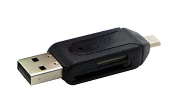 Кардрідер 2 в 1 OTG microUSB і USB 2,0 для карт пам`яті microSD (TF) та карт памяті SD