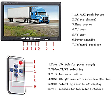 Монітор  LCD Color monitor 7"  ( AV1/AV2 ) два відеовходи, фото 5
