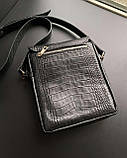 Чоловіча шкіряна сумка EDWIN чорний рептилія, фото 2