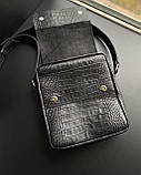 Чоловіча шкіряна сумка EDWIN чорний рептилія, фото 3