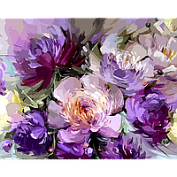 Набір для малювання в коробці, картина за номерами "Фіолетові півонії", 40*50 см, SANTI