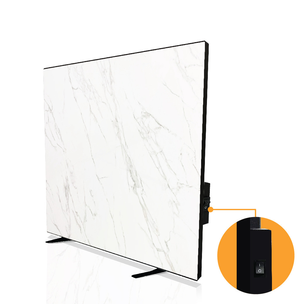 Керамічний обігрівач ZENHEISSER Cube H-600 60х60см з кнопкою, білий мармур + ніжки, фото 1