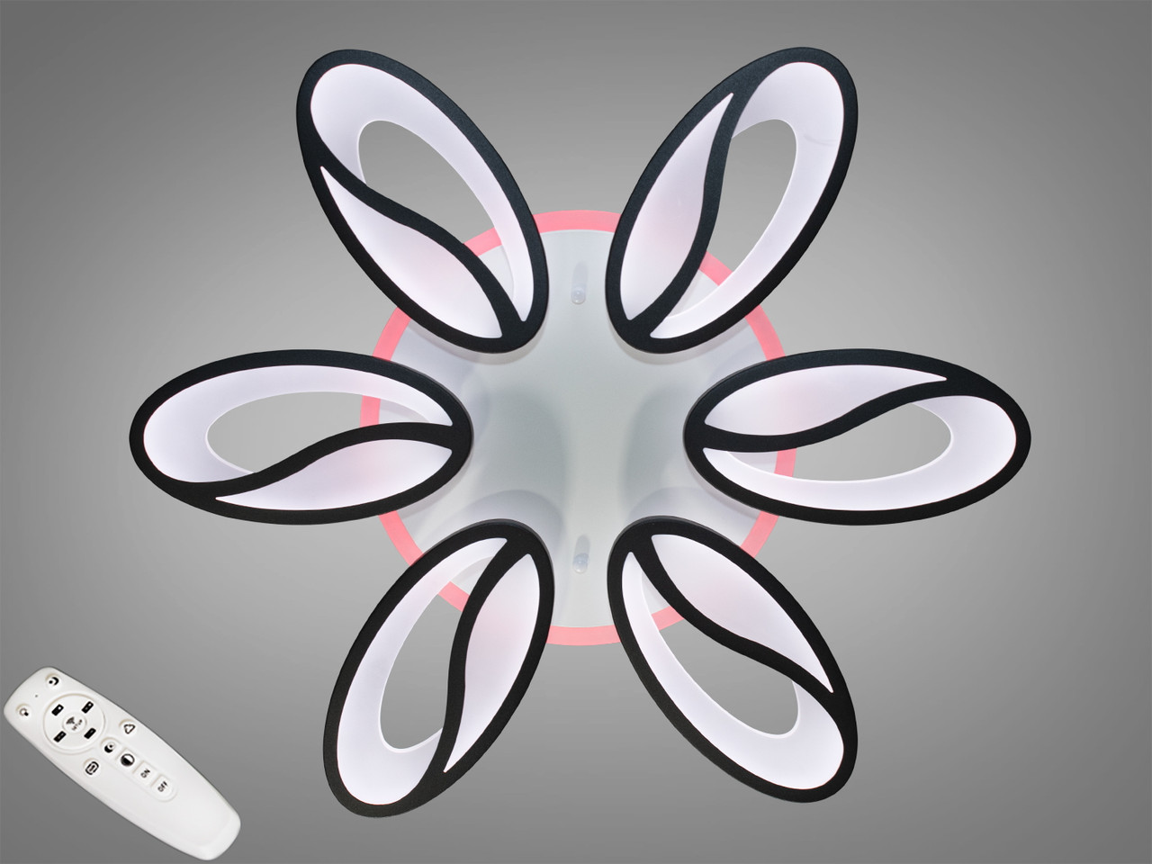 Стельова LED-люстра з димером і різнобарвною підсвіткою 8090/6BK LED 3color dimmer, фото 1