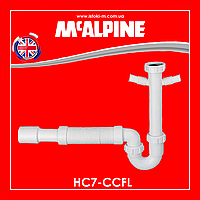 Сифон трубний для кухонної мийки 1 1/2х50 мм з гофртрубою без зливу HC7-CCFL McAlpine