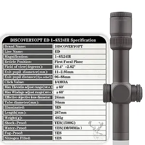 Discovery Optics ED 1-8x24 FFP, 34 мм