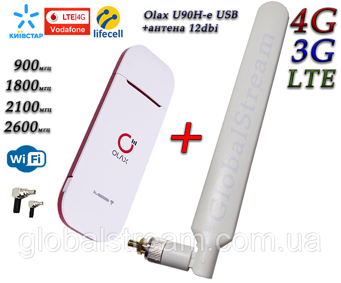 Мобільний модем 4G LTE 3G Wi-Fi роутер Olax U90H-E USB та антена 4G (LTE) на 12dBi SMA-CRC9