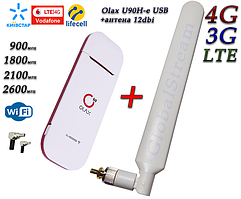Мобільний модем 4G LTE 3G Wi-Fi роутер Olax U90H-E USB та антена 4G (LTE) на 12dBi SMA-CRC9
