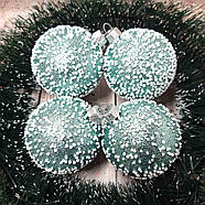 Новорічні іграшки куля снігопад червоний 6 см 6 шт, фото 5