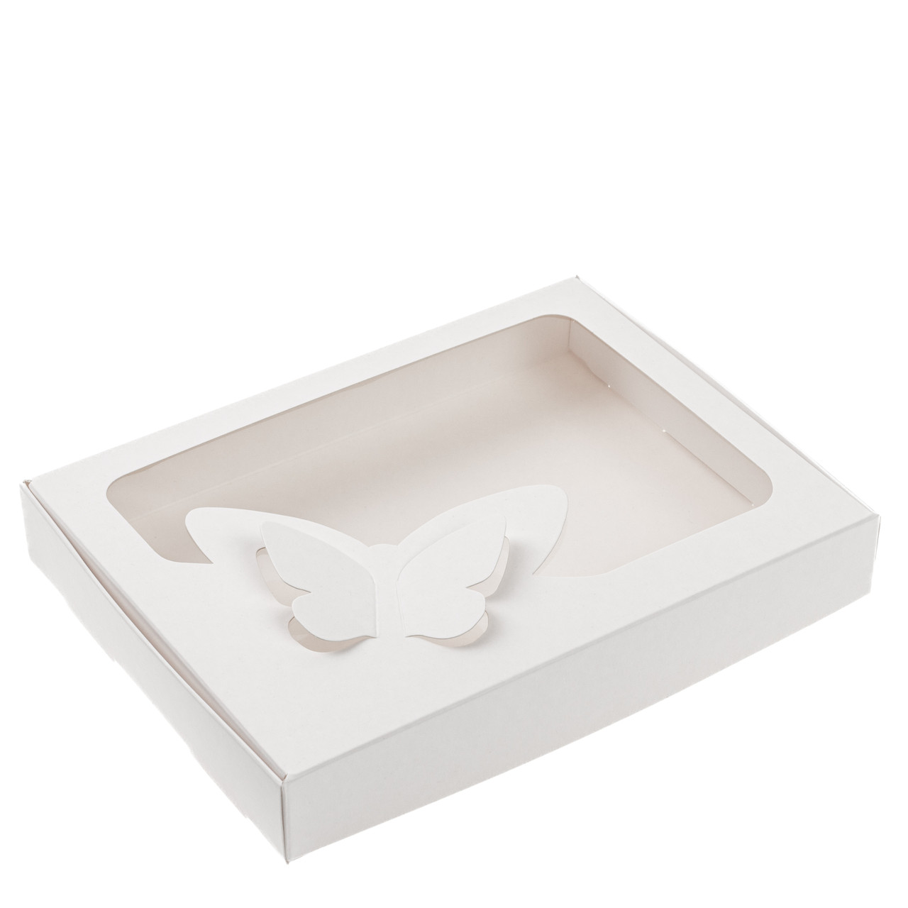 Коробка 200х150х30 для пряника з вікном "Метелик", біла, фото 1