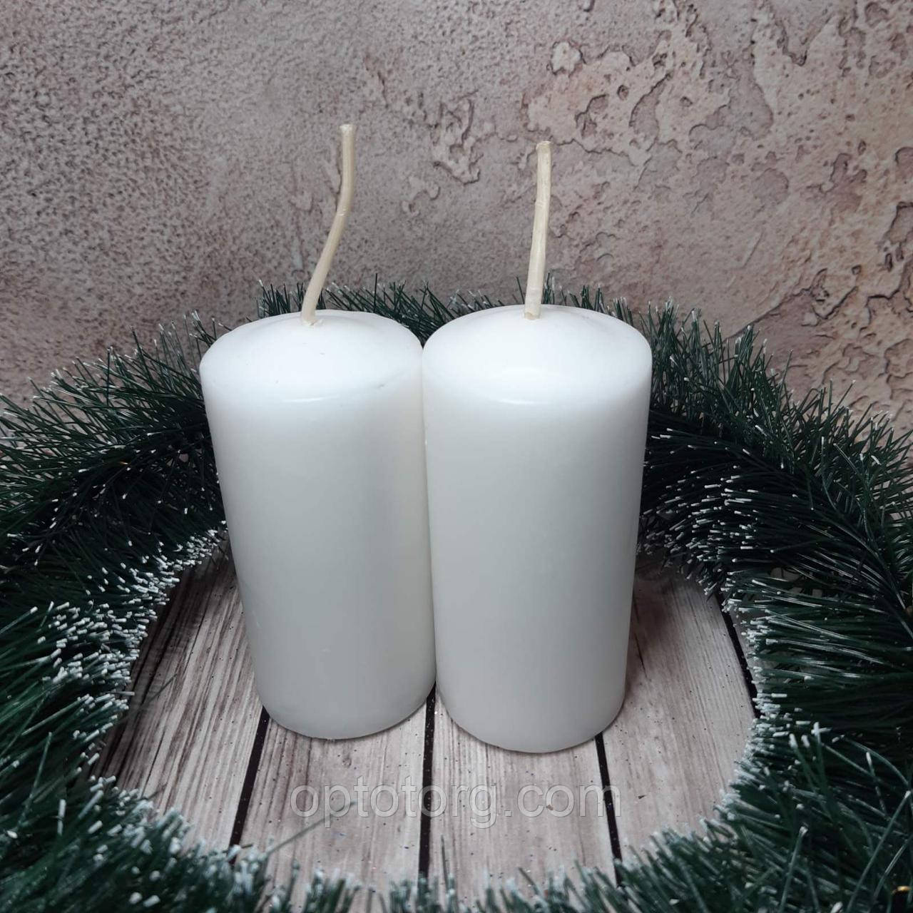 Свічка стовпчик лаковий білий 9,5*5 см, фото 1