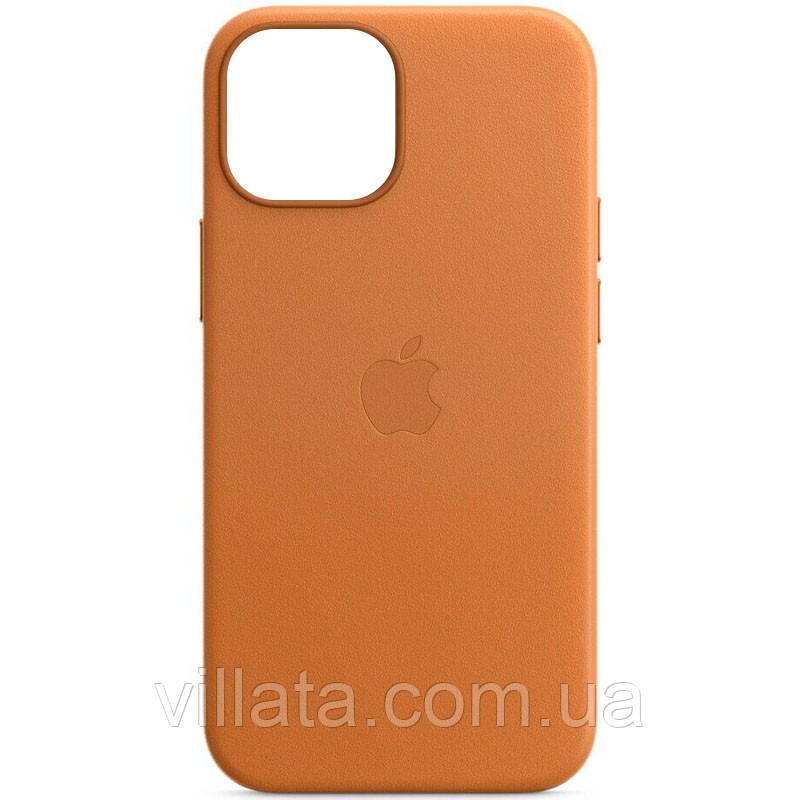 Шкіряний чохол Leather Case (AA Plus) with MagSafe для Apple iPhone 14 Pro (6.1") Golden Brown, Штучна шкіра