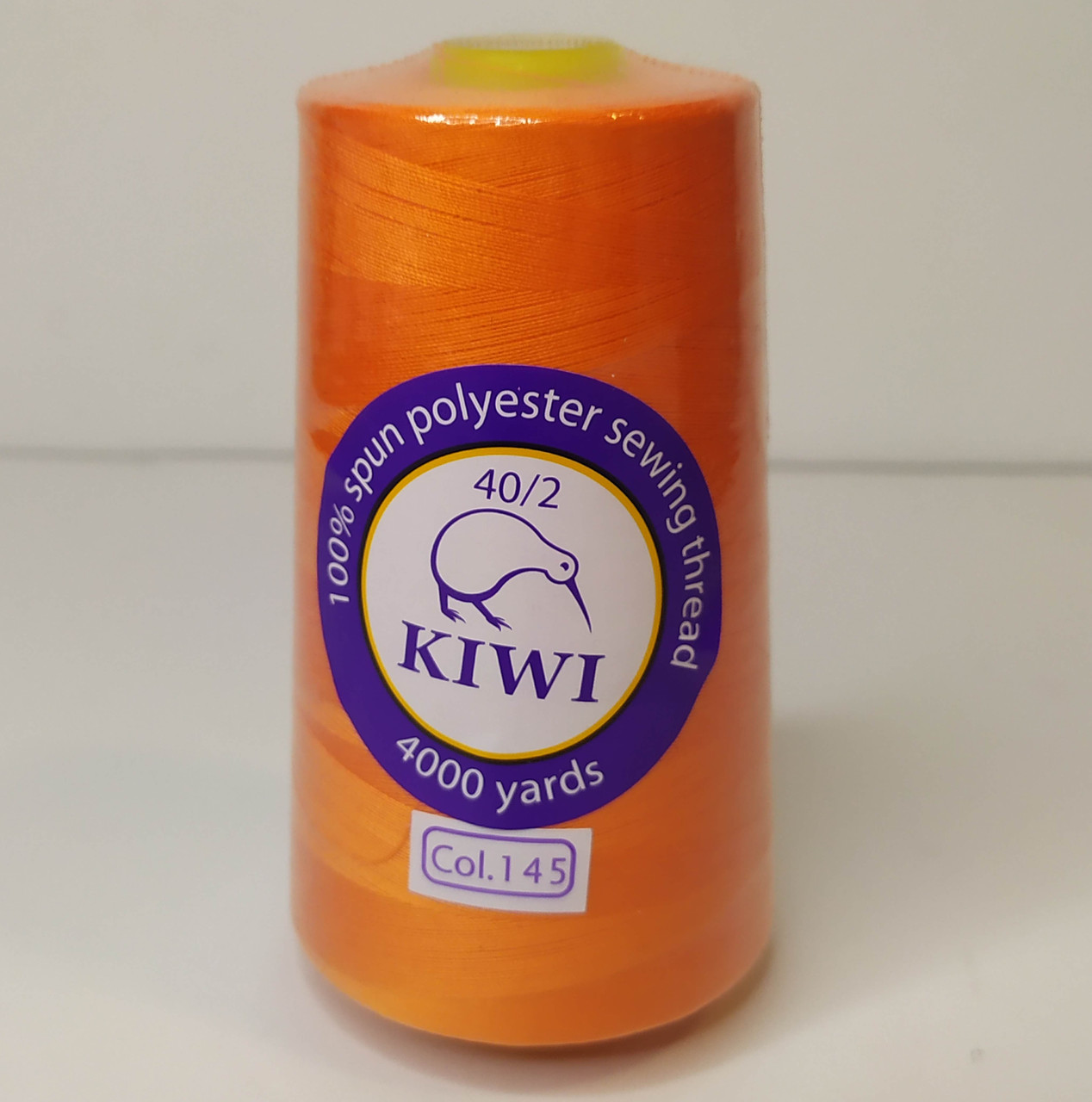 Нитки помаранчеві KIWI col.145 швейні N40 великі бобіни 4000 ярдів оранжевого кольору для машинного шиття