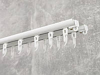 Карниз для штор профильный в потолок белый DS двухрядный 12/68/45 мм Фурнитура люкс 100 см