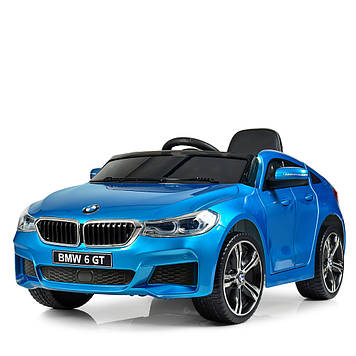 Дитячий електромобіль BMW БМВ 6 GT синій, автофарбування. JJ2164EBLRS-4. Колеса EVA,шкіряне сидіння. Ліцензія