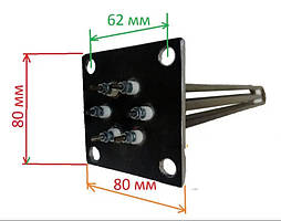 Блок-тен для електро котла РОСС із посадковим фланцем 80 на 80 мм потужністю 6,0 квт