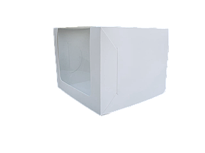 Коробка для торта 300*300*250 з віконцем біла крейдована KPT19