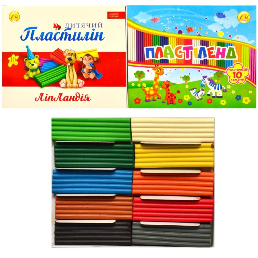 Пластилін 200гр. 10кол. Ліпландія/Пластіленд Тетрада mix