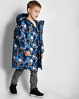 Пуховик зимняя куртка подростковая для мальчика девочки принтованная X-Woyz DT-8364-2 серая