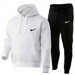 Спортивний костюм Nike чоловічий двоколірний теплий на флісі, колір білий, чорний, сірий, хакі, червоний, бежевий