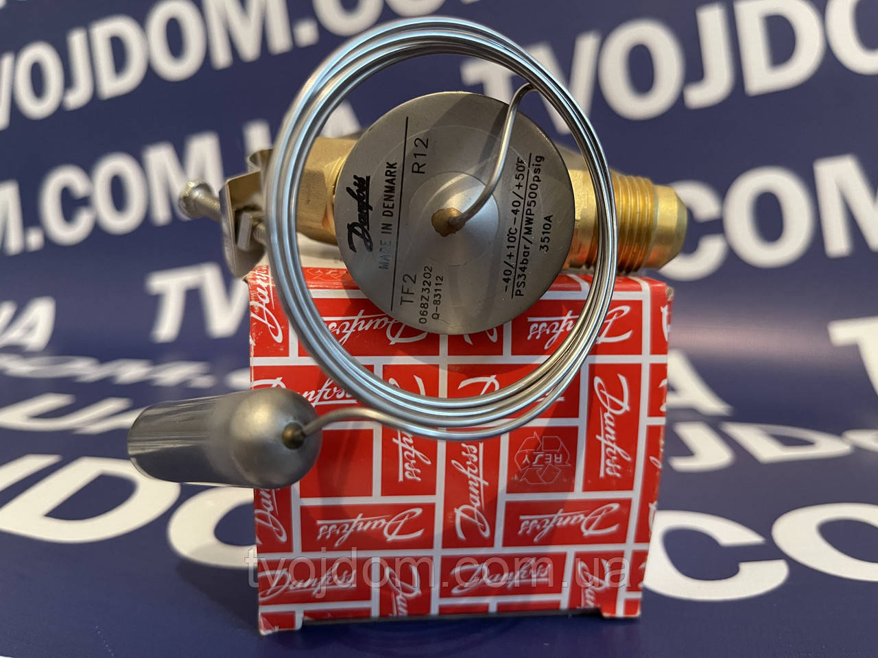 Терморегулюючий вентиль ТРВ Danfoss TF2 (R-12) з внутрішнім вирівнюванням