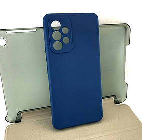 Чохол на Samsung A53, A536 5G накладка бампер Avantis Full силіконовий синій з велюром