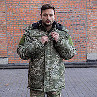 Куртка зимняя военная на флисе Grifon ПЛП-322 Пиксель ВСУ плащевка