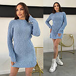 Тепле в'язане плаття вище коліна по фігурі з візерунковим в'язанням (р. 42-46) 9035032, фото 3