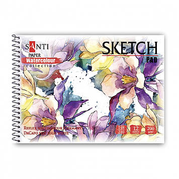 Альбом для ескізів на пруж.12/200 A5 "Paper Watercolour Collection Flowers" №130496/Santi/