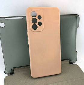 Чохол на Samsung A53, A536 5G накладка бампер Avantis Full силіконовий бежевий з велюром