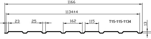 Профнастил RR 30 T15-25-1134-Ruukki (ширина 1170мм) 1 Низкий профнастил T15