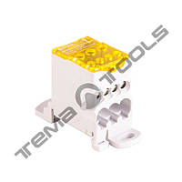 Блок распределительный 80А желтый на DIN-рейку – модульный винтовой клеммный блок