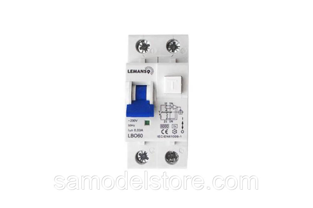 Дифавтомат Lemanso 6.0KA 1п+н 20А 30mA RCBO LBO60