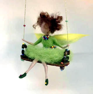 Набір для валяння з вовни Фея в зеленому (брелок + підвіска + інструменти), фото 1