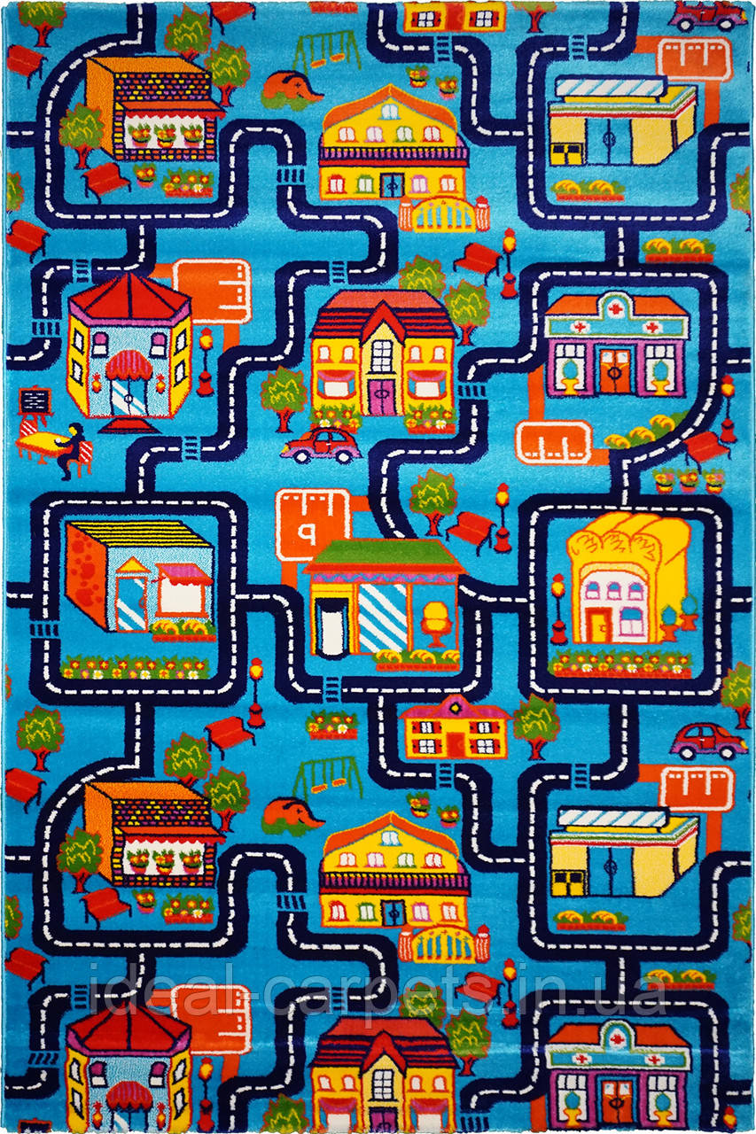 Килим Kids 2*3м Дороги 6046 Блакитний Короткий ворс, фото 1