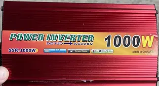 Перетворювач напруги Solar Power Inverter Red 12 V на 220 V 1000 W автомобільний інвертор