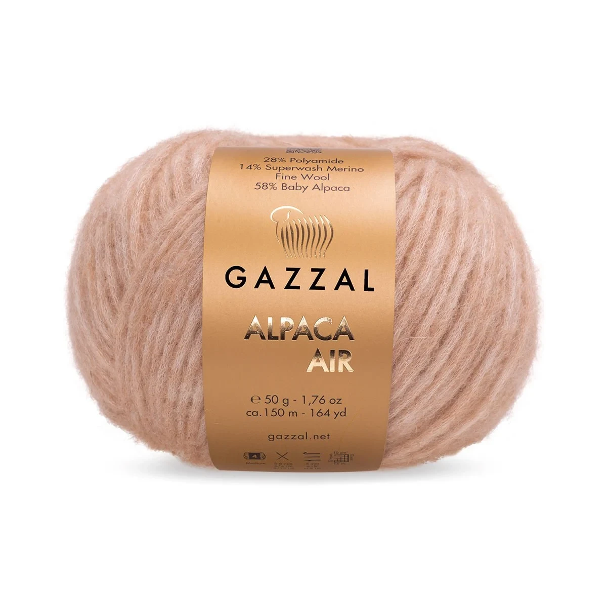 Gazzal ALPACA AIR (Газзал Альпака Ейр) № 75 беж (Напіввовняна пряжа, нитки для в'язання), фото 1