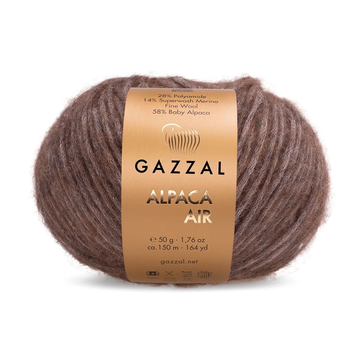 Gazzal ALPACA AIR (Газзал Альпака Ейр) № 77 коричневий (Напіввовняна пряжа, нитки для в'язання), фото 1