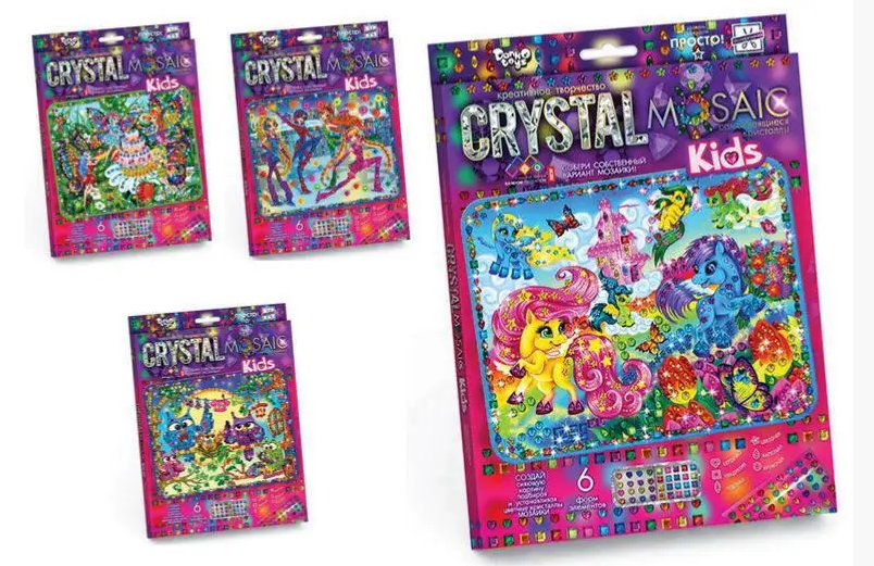 Набір креативної творчості "CRYSTAL MOSAIC KIDS" CRMk-01-01,02....10 DANKO, фото 1