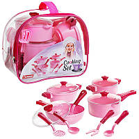Набор посуды для детей 71726 Юника, игрушечная розовая посуда 9 элементов, кастрюли, кухонные приборы