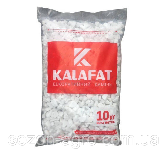 Декоративний Камінь Біла Мармурова галька Kalafat (упаковка 10кг) Фракція 10-20 мм