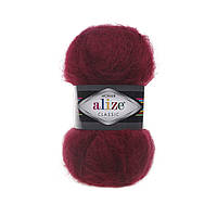 Пряжа Alize Mohair Classic New (Ализе Мохер классик) мохер-25%, шерссть-24%, акрил-51% № 57 бордовий