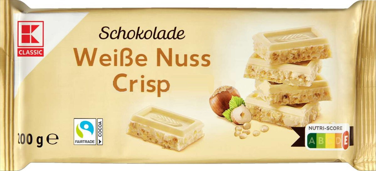 Шоколад Білий K-classic з Горіхами та Кріспами Weibe Nuss Crisp 200 г Німеччина