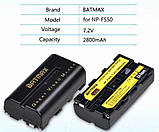 Акумулятор батарея Batmax NP-F550 2800 мА NP-F570 NP-F530 фото накамерне світло ( Batmax NP-F550/F570), фото 3