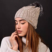 Шапка жіноча 076 з бубоном, МІКС КОЛЬОРІВ