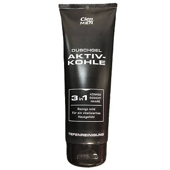 Гель для душа + шампунь Cien 3в1 Aktivkohle для чоловіків 250 мл