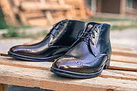 Туфли мужские зимние с мехом ІКОС. Ботинки классические зимние черные с коричневым. Обувь зимняя классическая