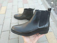 Классические туфли челси зимние черные ІКОС. Мужская зимняя обувь черная. Классические ботинки мужские зимние