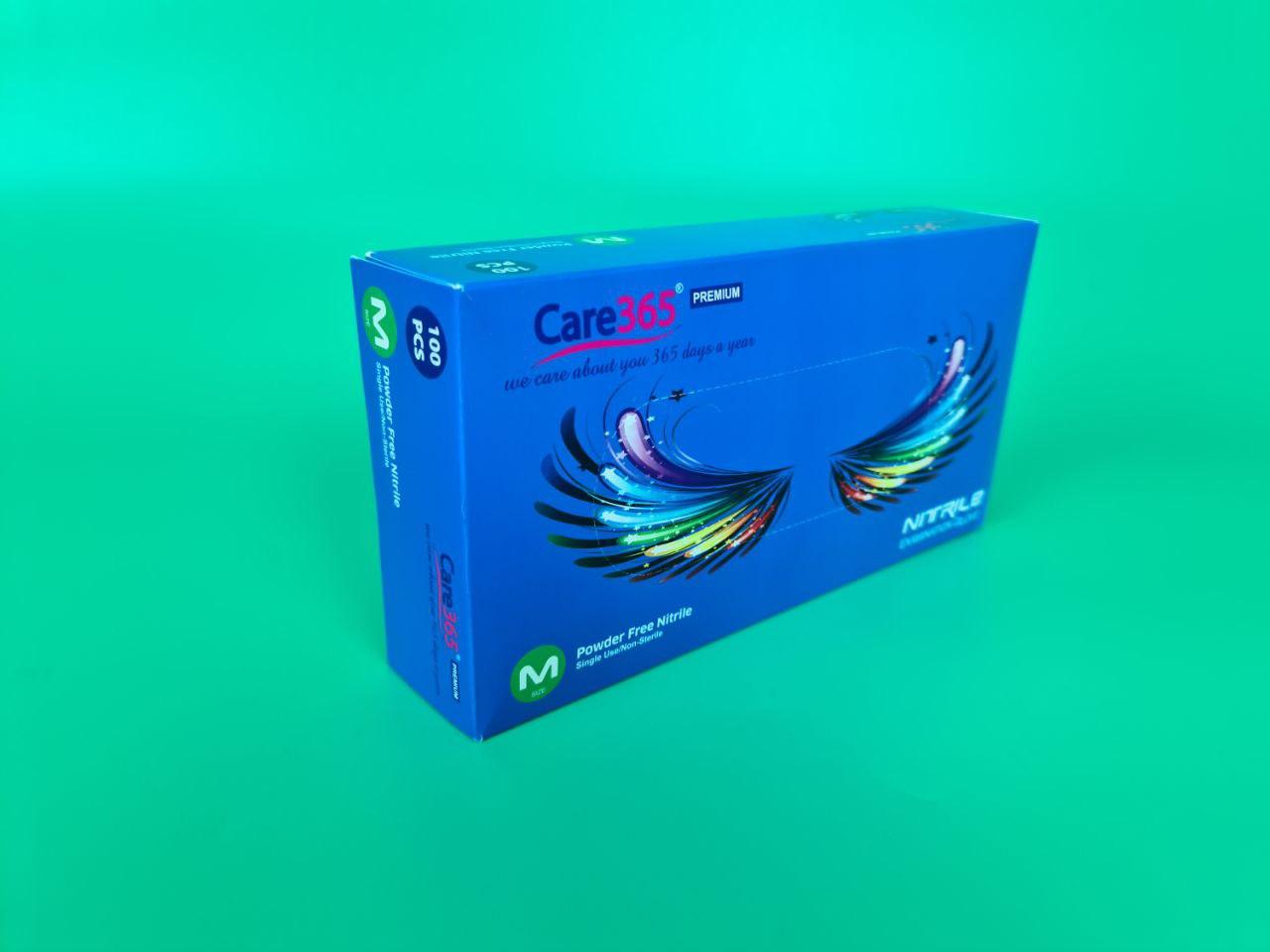 Нітрилові рукавички для кондитера, кухаря (100шт/пачка) сині «CARE 365» розмір M, фото 1